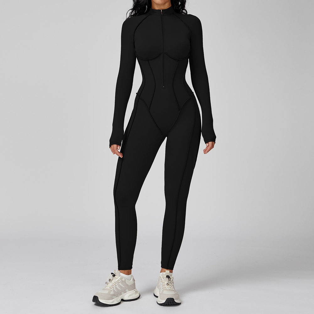Small MOQ Activewear Custom Activewear Gym Clothing Suppliers Activewear Slim Fit Half Zipper Jumpsu...