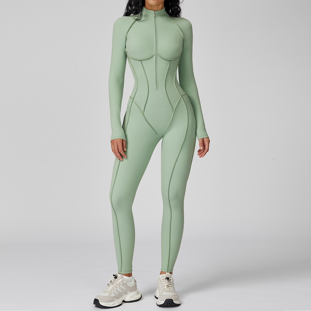 Small MOQ Activewear Custom Activewear Gym Clothing Suppliers Activewear Slim Fit Half Zipper Jumpsu...