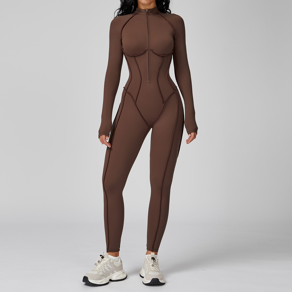 Small MOQ Activewear Custom Activewear Gym Clothing Suppliers Activewear Slim Fit Half Zipper Jumpsu...