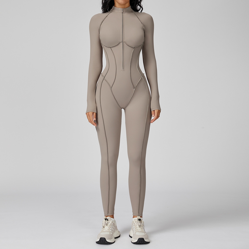 Small MOQ Activewear Custom Activewear Gym Clothing Suppliers Activewear Slim Fit Half Zipper Jumpsu...