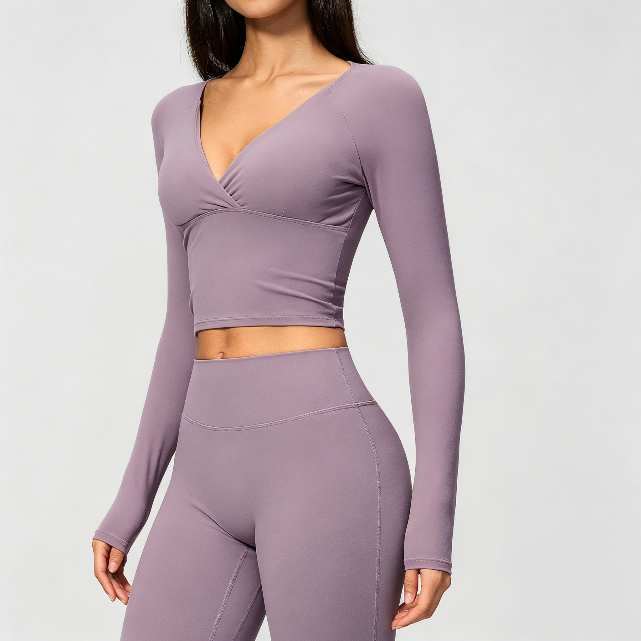 Apparel Brands in Bulk Activewear Manufacturing Manufacturers China Sportswear Long Sleeve Crop Tops