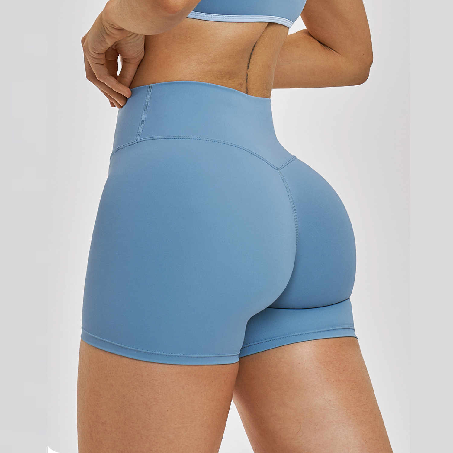 Private Label Yoga Wear Custom Logo Yoga Wear Tight Fitting Wide Waistband Shorts